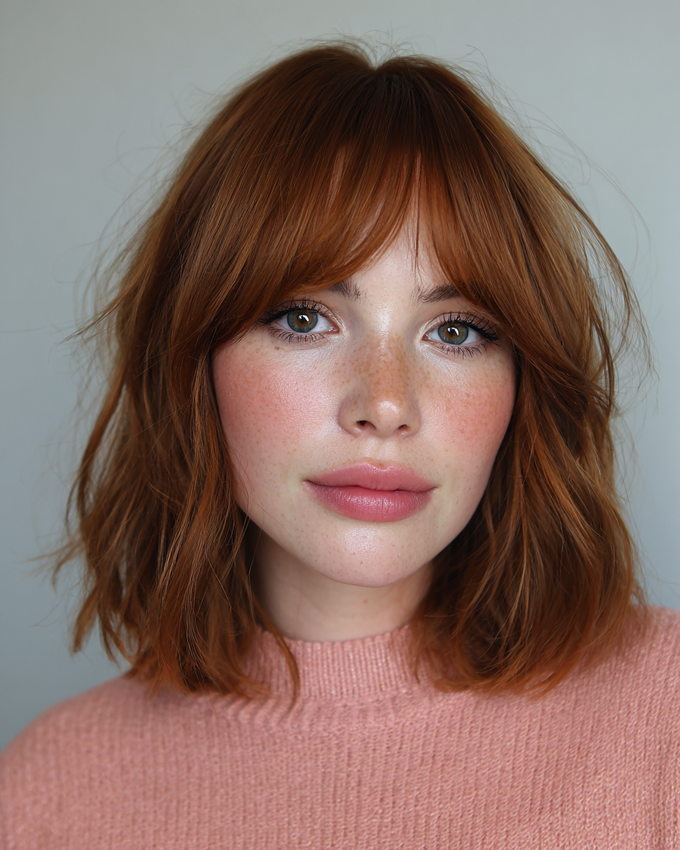 Effortless Wavy Lob with Soft Bangs