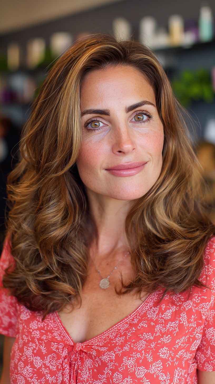 Golden Caramel Waves with Subtle Layers