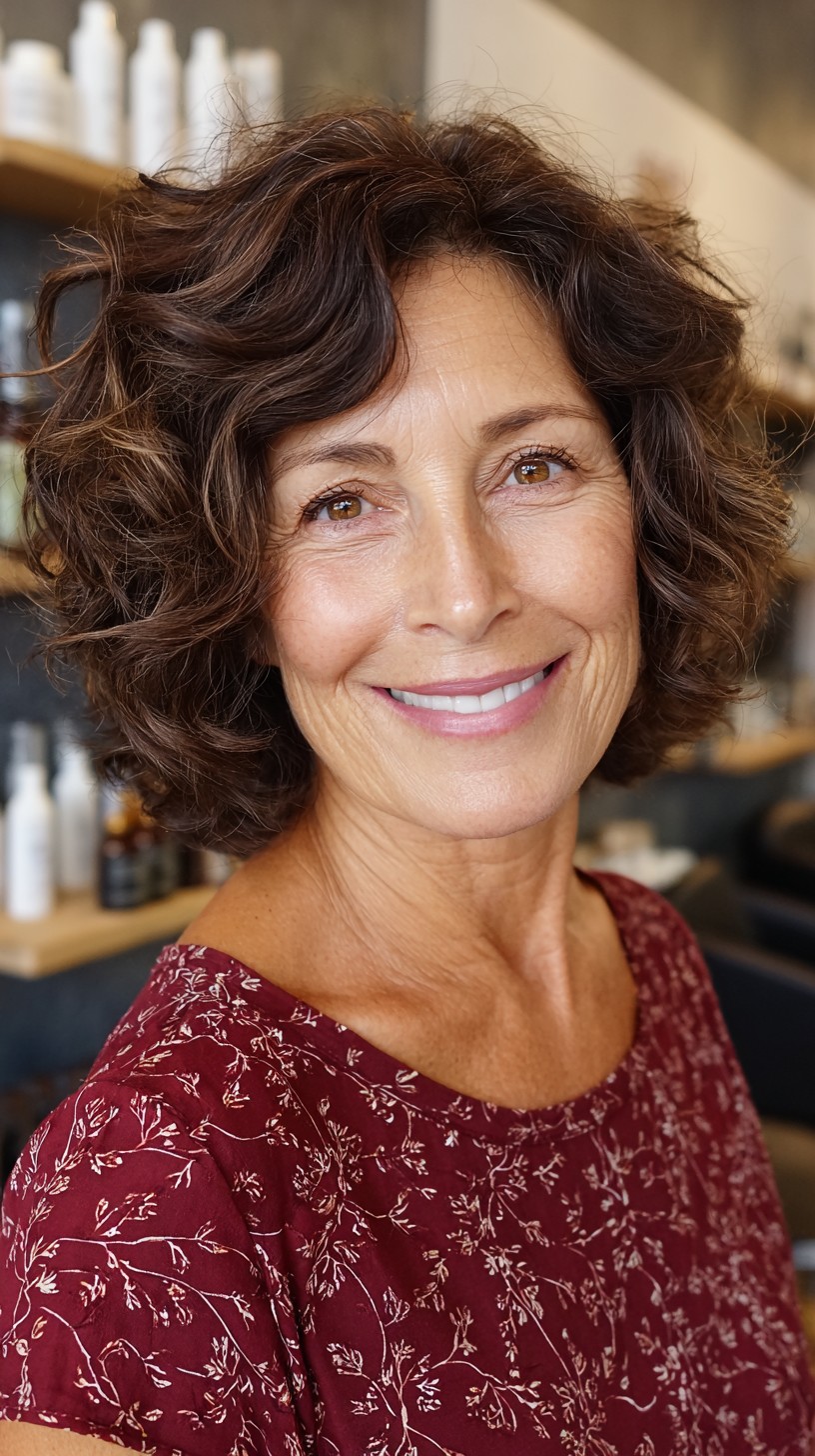 Lively Espresso Tousled Curly Bob