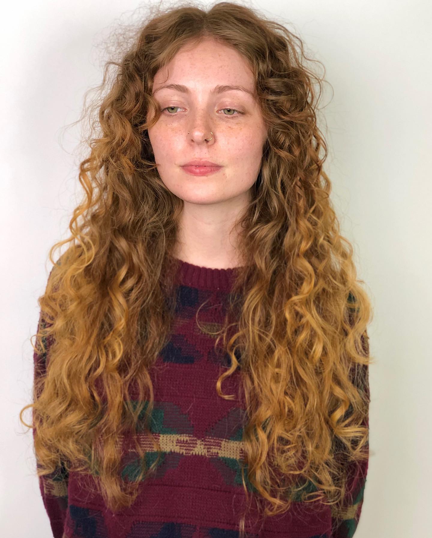 Lush Amber Waves with Freckle-Framing Curls