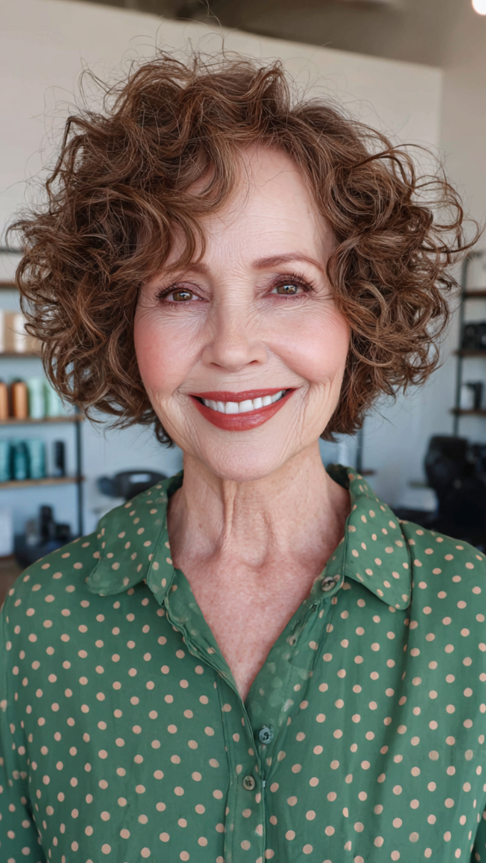 Lush Chestnut Curly Bob with Defined Ringlets