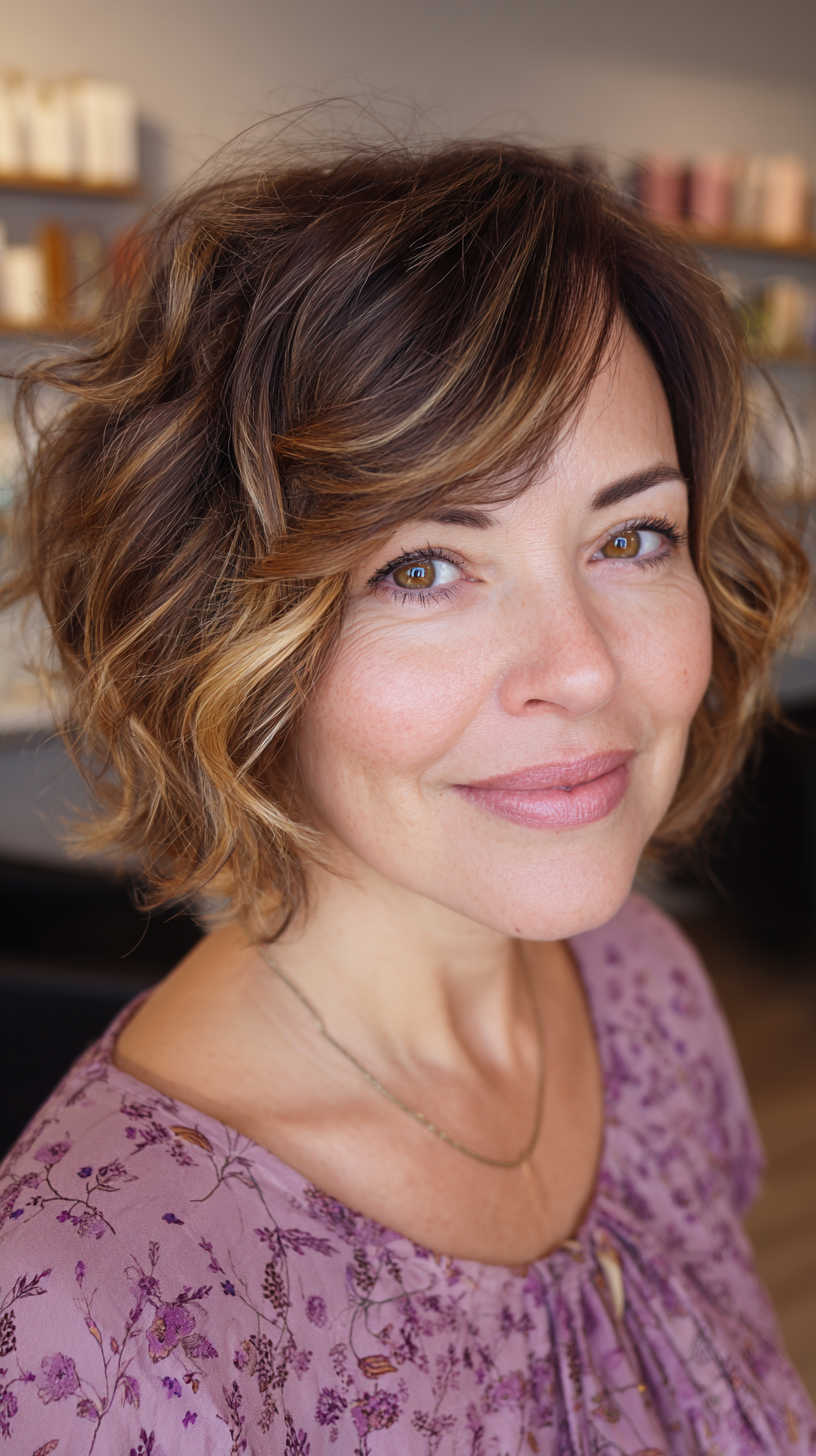 Modern Wavy Bob with Subtle Highlights