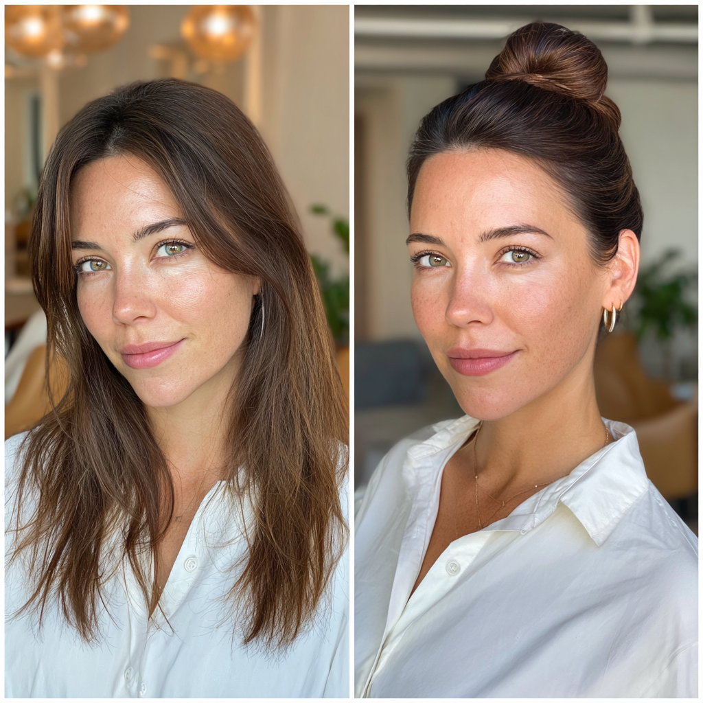 Polished Half-Up Bun with Soft Waves