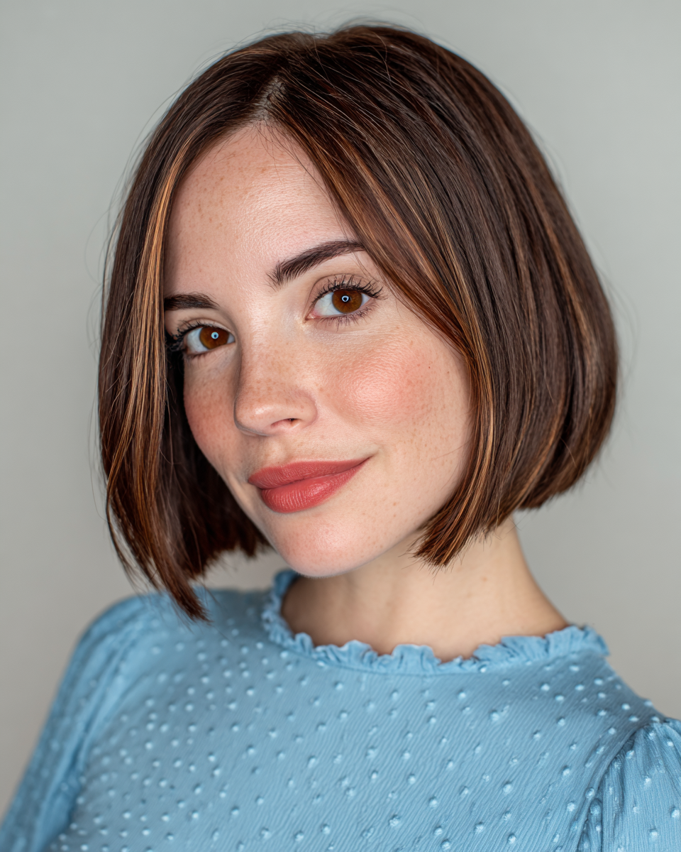 Sleek A-Line Bob with Subtle Caramel Highlights