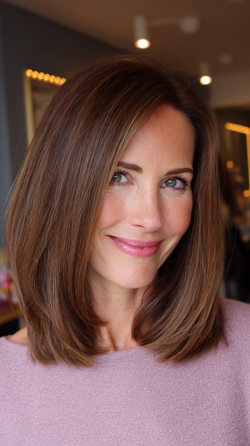 Sleek Chestnut Bob with Subtle Face-Framing