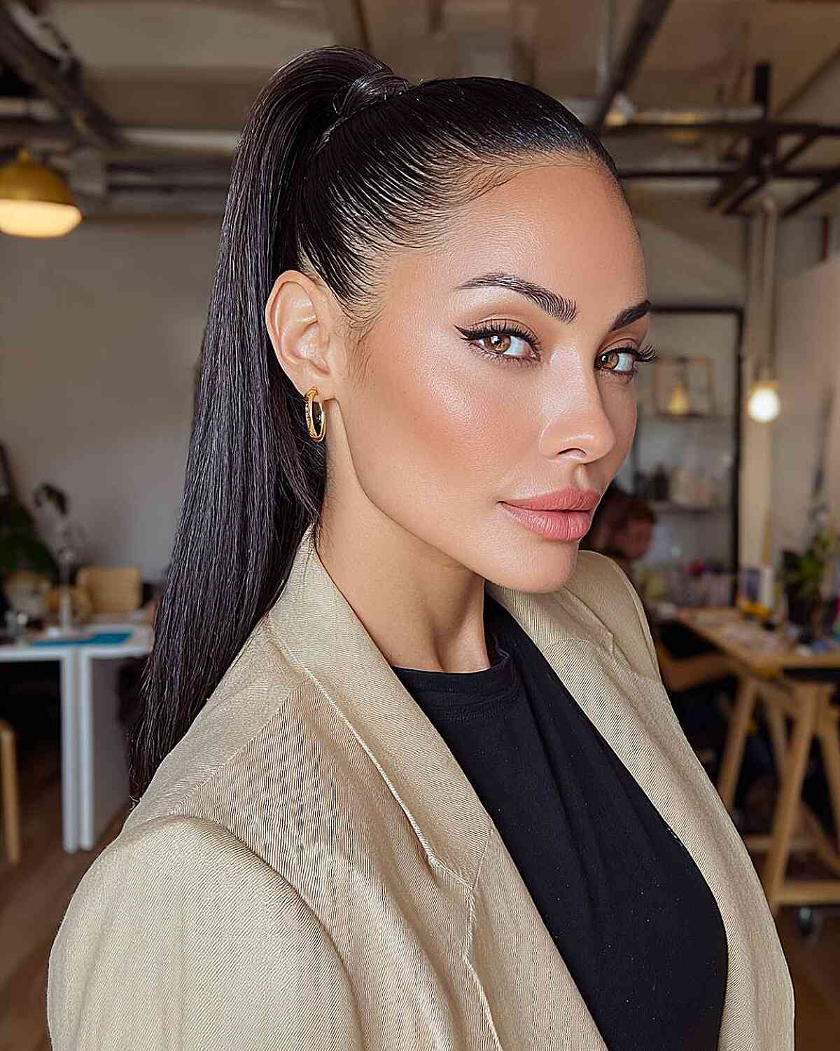 Sleek High Ponytail with Smooth Finish