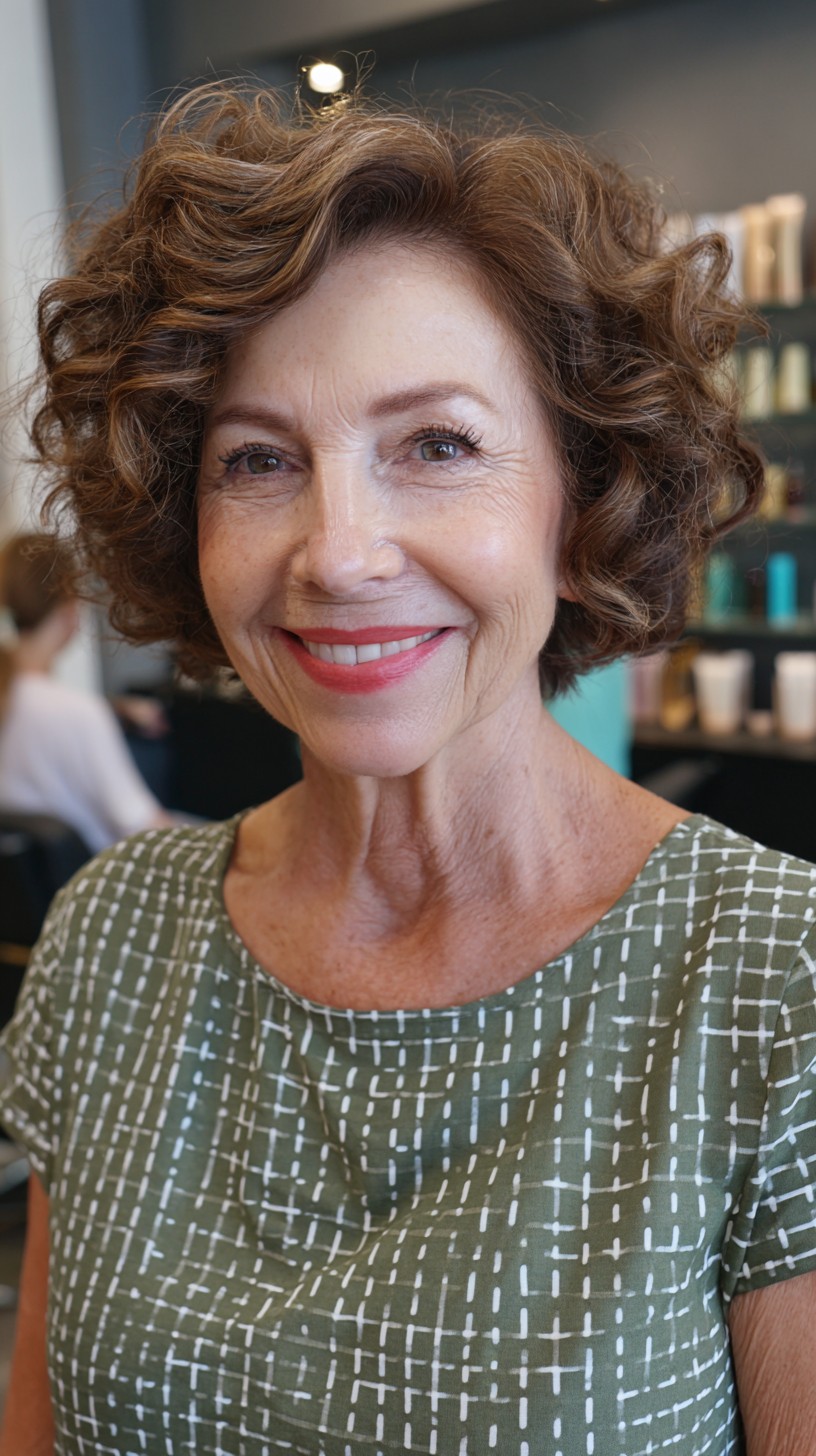 Soft Copper Curly Bob with Natural Body