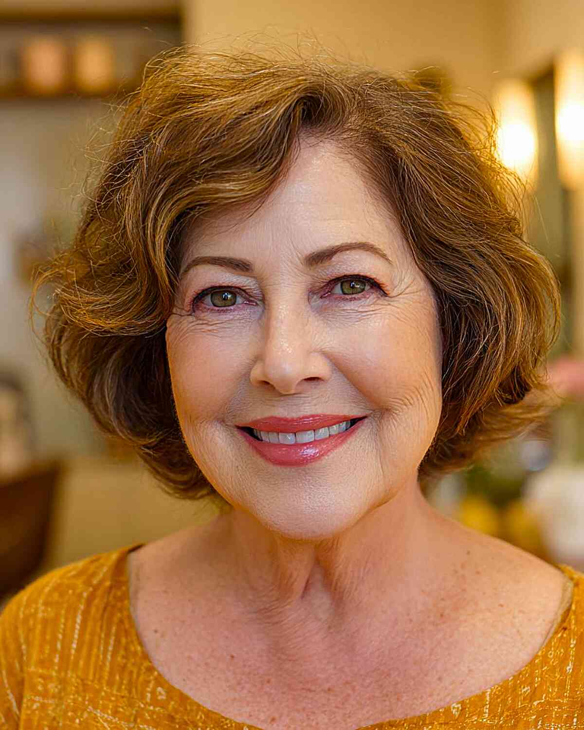 Soft Curly Bob for Round Faces