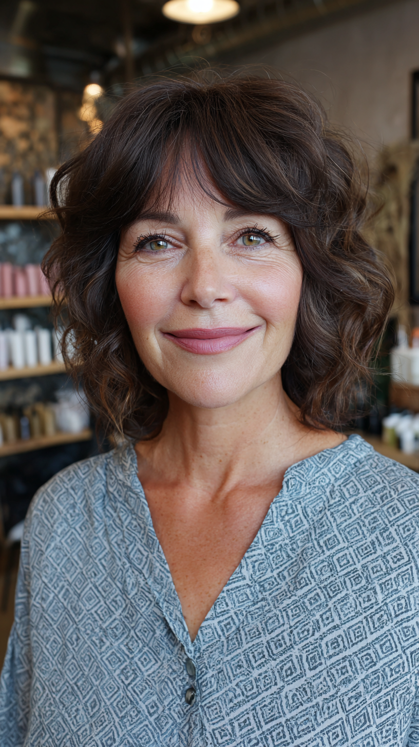 Soft Layered Shag with Natural Curls