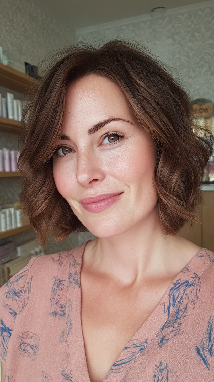 Soft Textured Wavy Bob with Face-Framing Layers