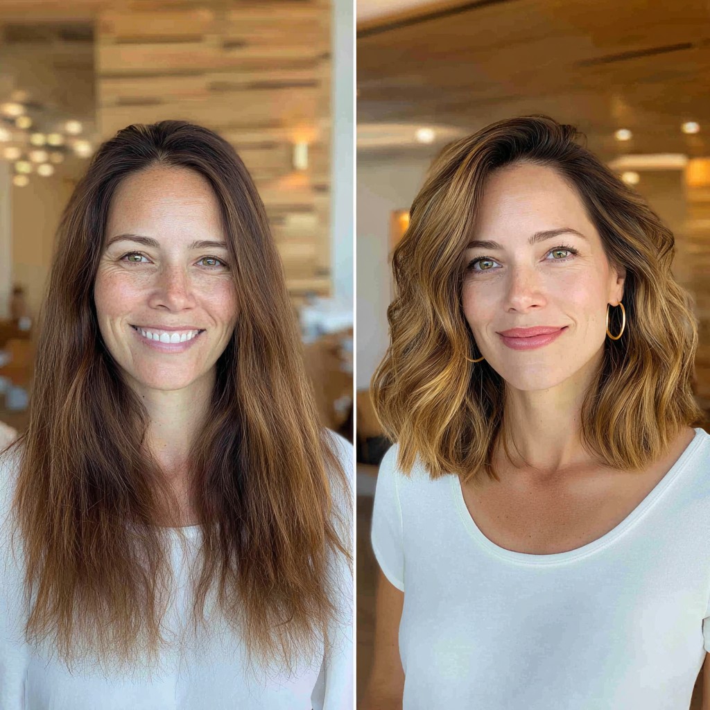 Stunning Brunette-to-Golden Wave Transformation