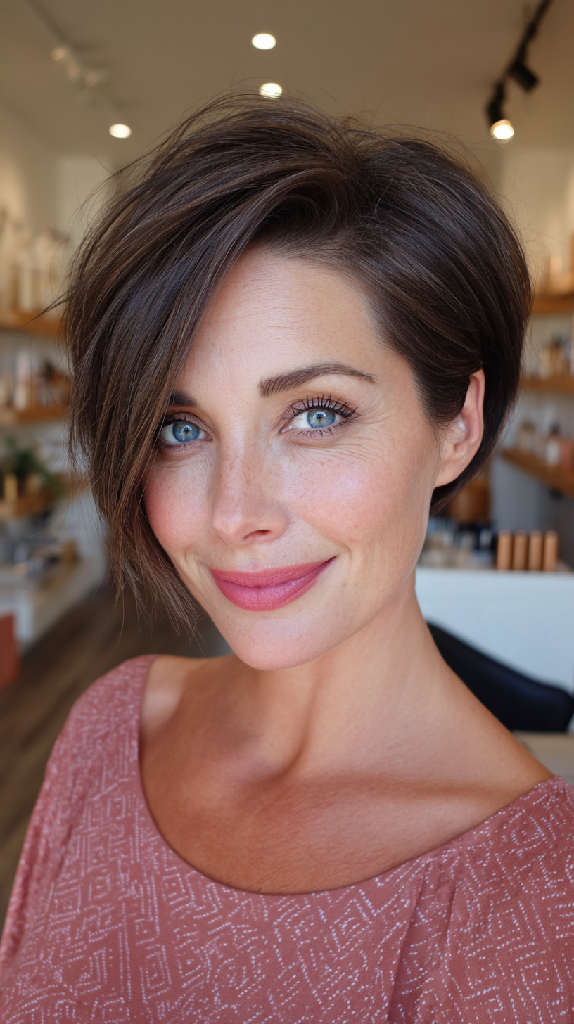 Stylish Asymmetrical Short Cut with Soft Layers