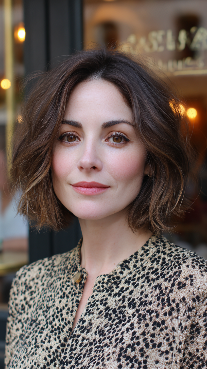 Stylish Textured Wavy Bob with Subtle Volume