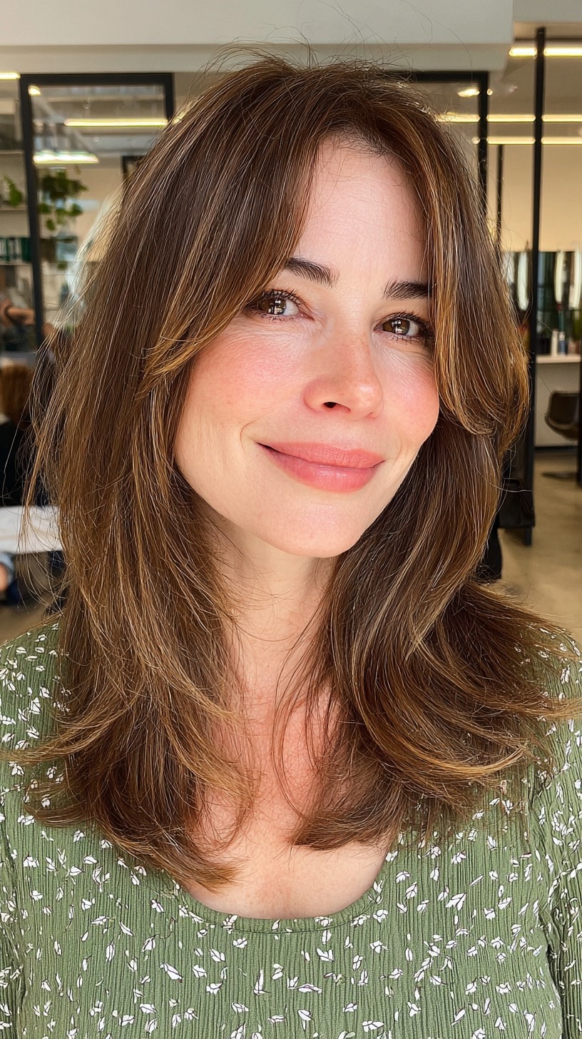 Subtle Caramel Wisps on Soft Layered Cut