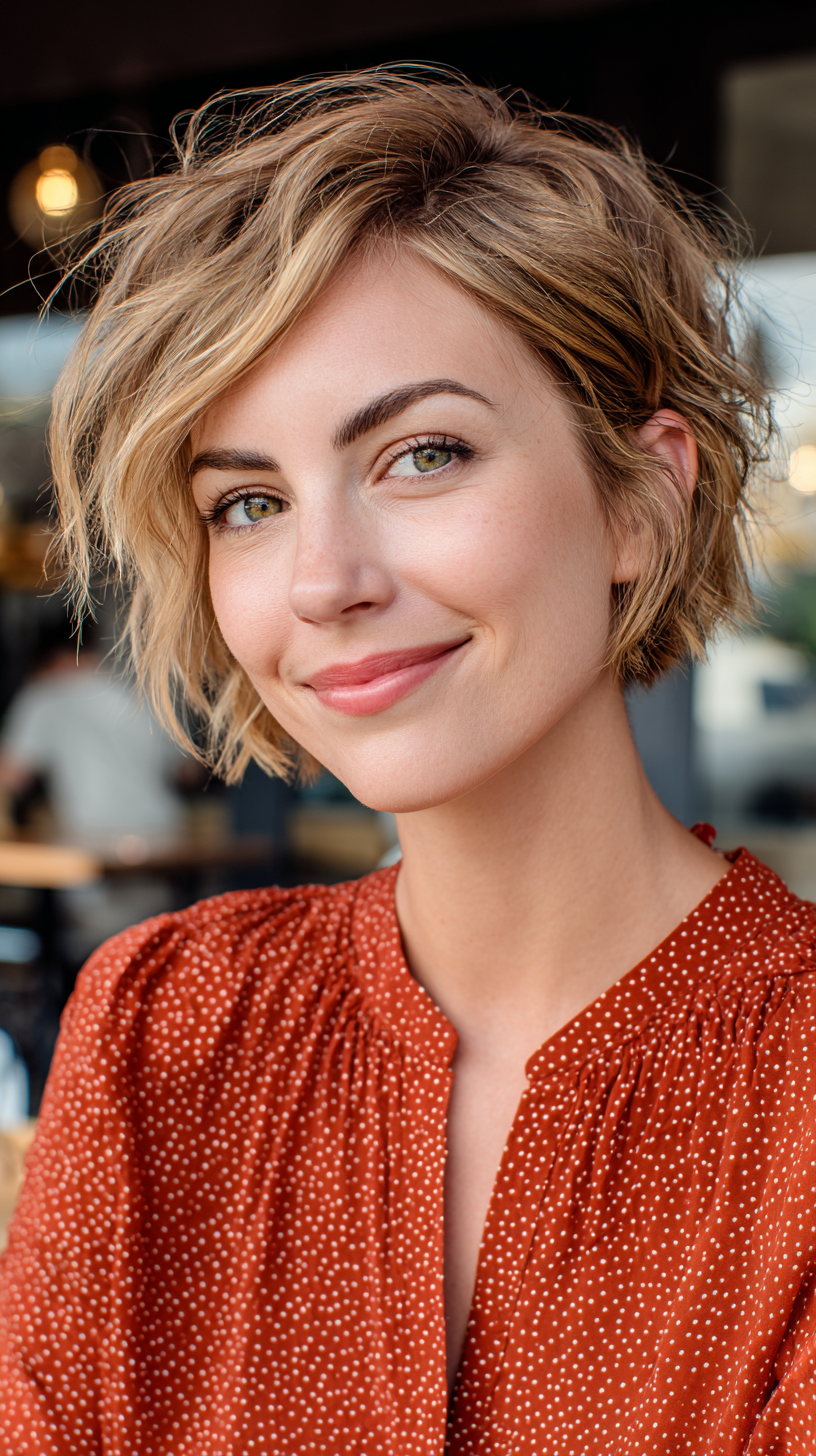 Textured Short Bob with Effortless Waves