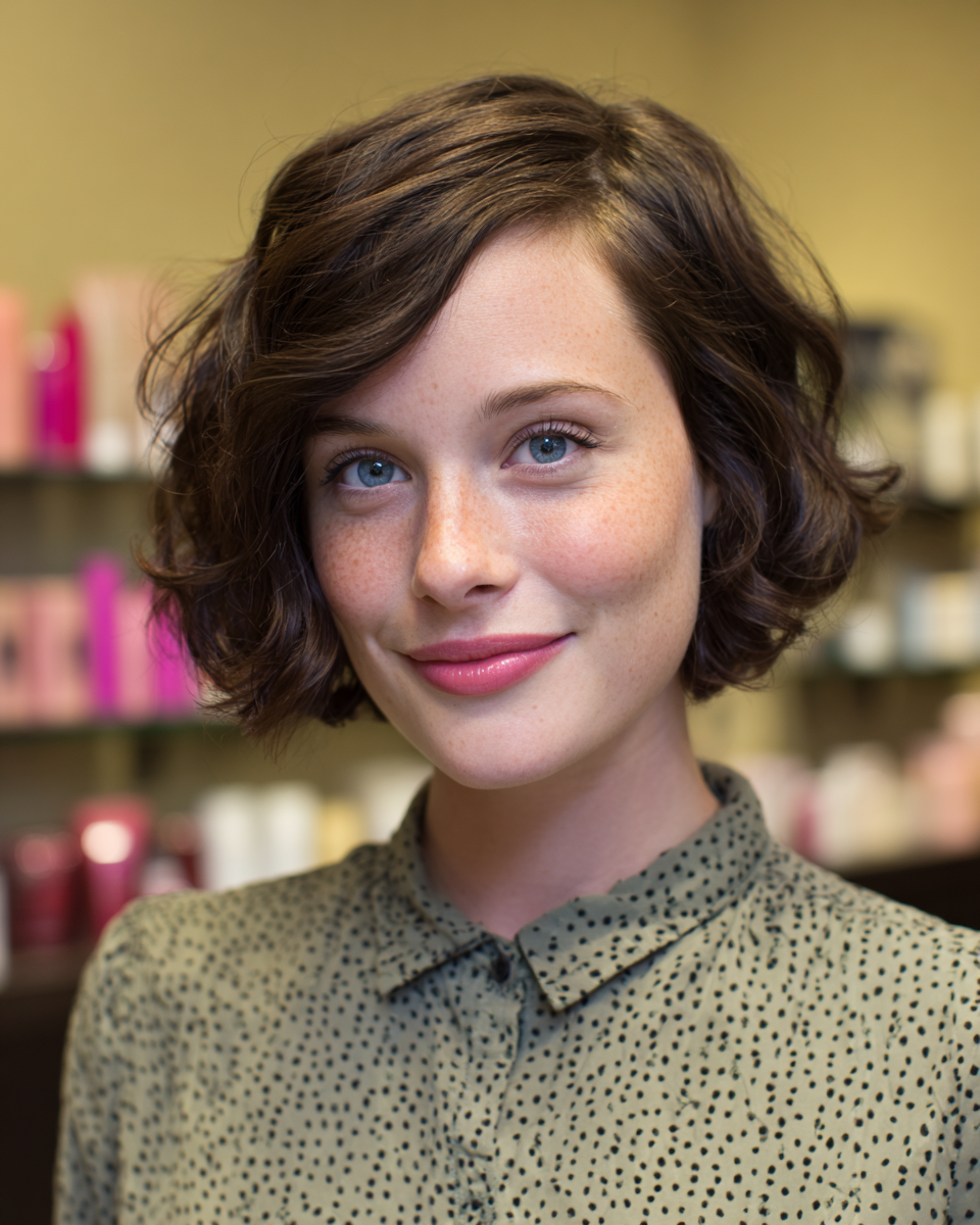 Textured Short Bob with Soft Curls