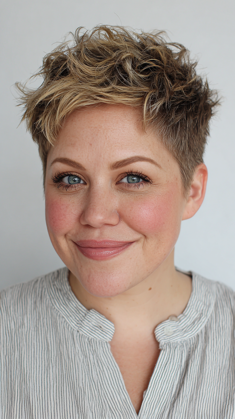 Textured Short Pixie with Lived-In Highlights