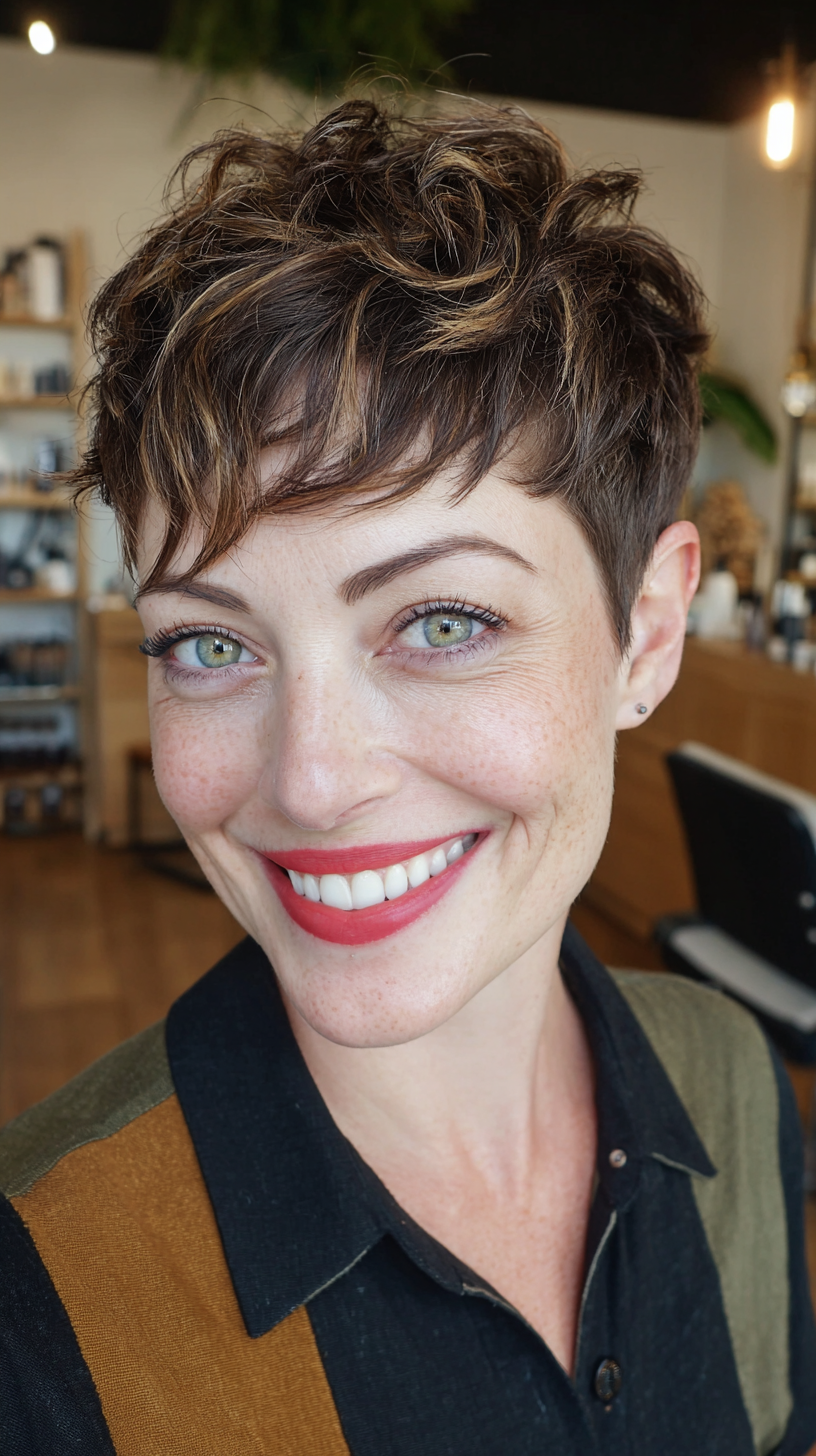 Textured Short Shaggy Pixie with Highlights