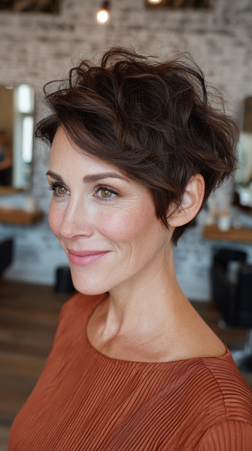 Textured Short Shaggy Pixie with Playful Volume