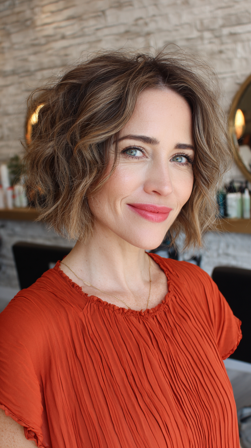 Textured Wavy Bob with Soft Layers