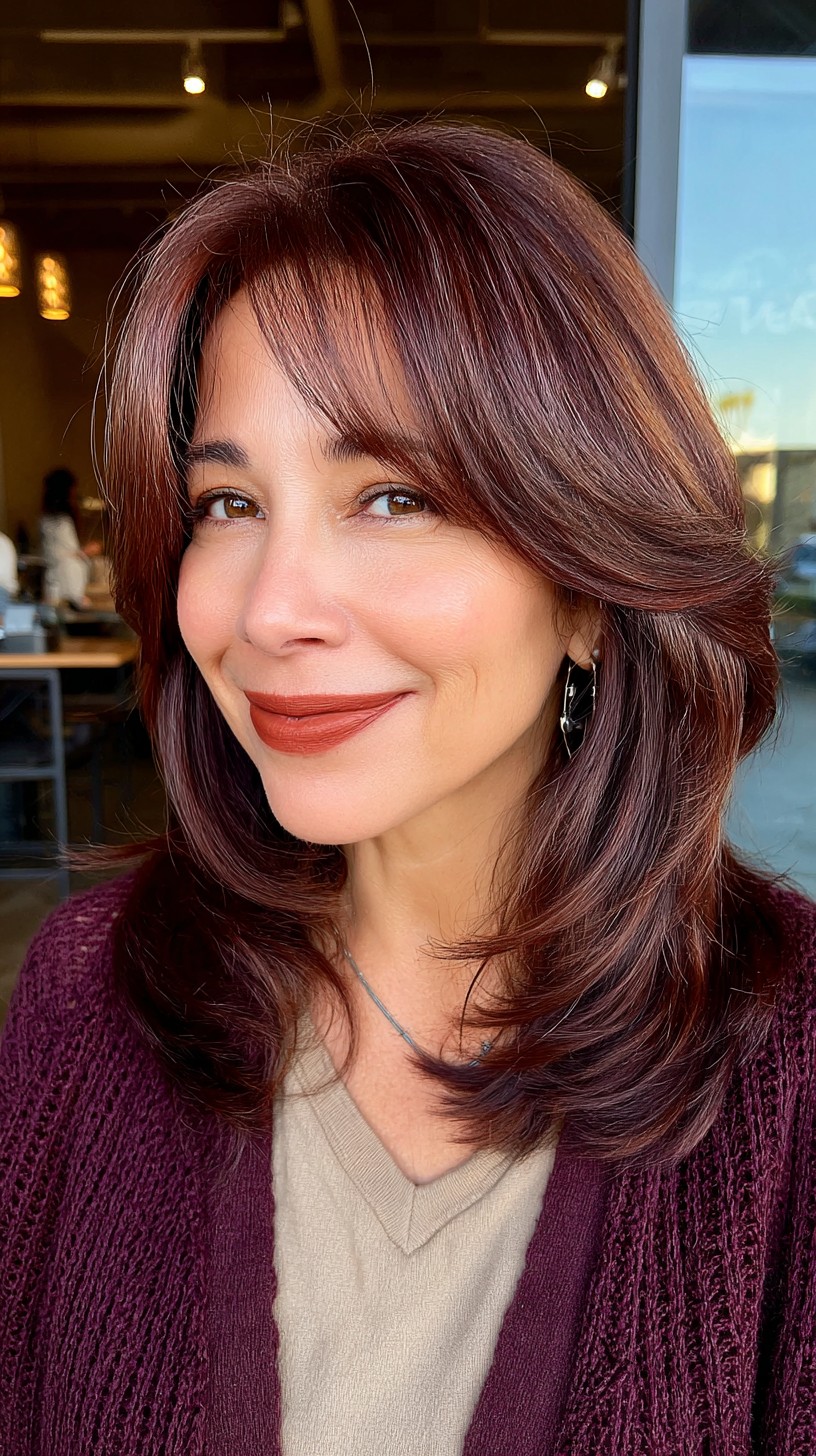 Vibrant Chestnut Layers with Soft Waves
