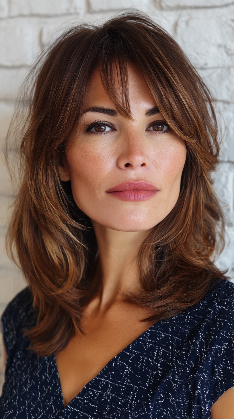 Cascading Chestnut Waves with Subtle Highlights