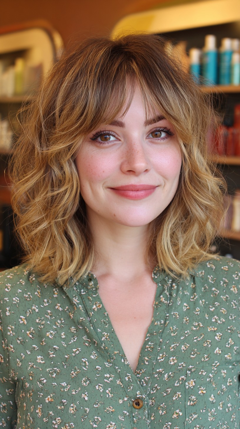 Charming Ash-Brown Shag with Feathered Bangs