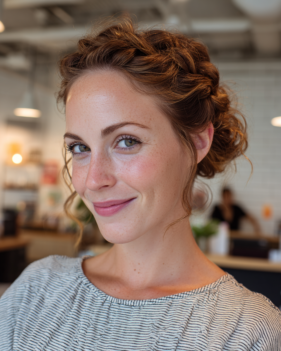 Chic Braided Updo with Soft Waves