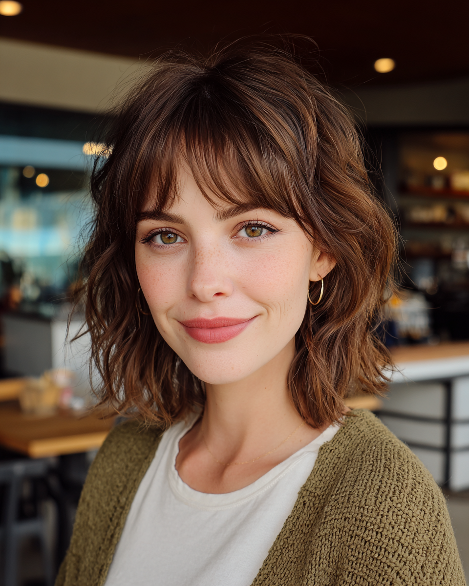 Chic Textured Bob with Soft Bangs