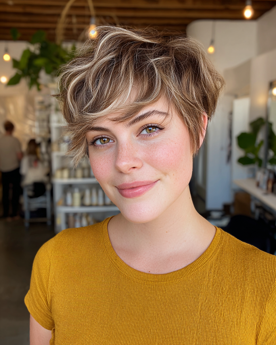 Chic Textured Short Pixie with Soft Highlights