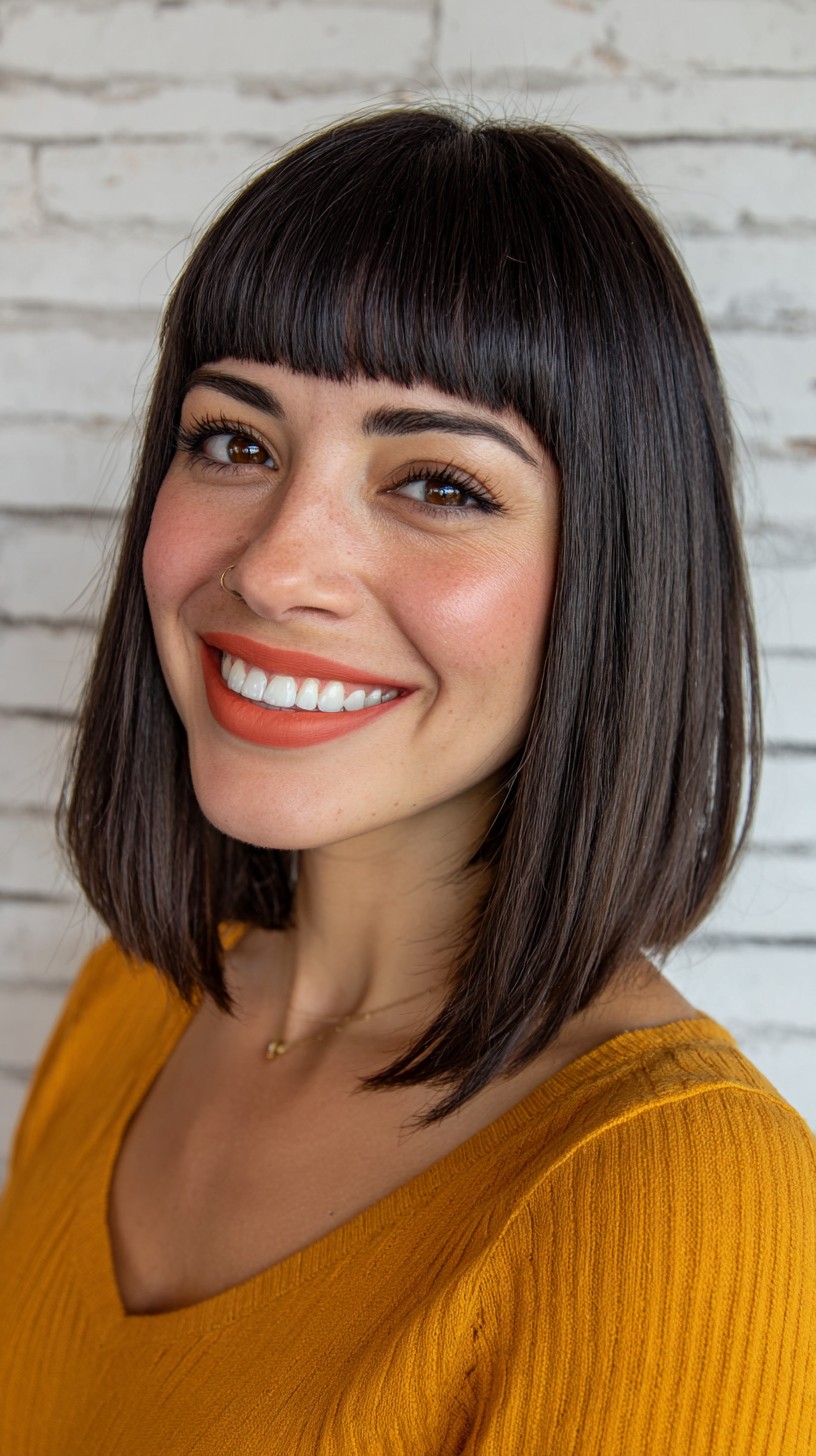 Classic Bob with Full Straight Bangs