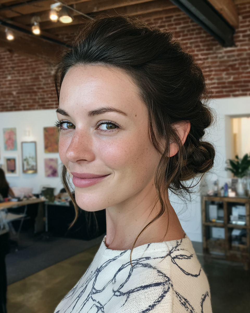 Effortlessly Chic Twisted Updo with Soft Face-Framing Strands