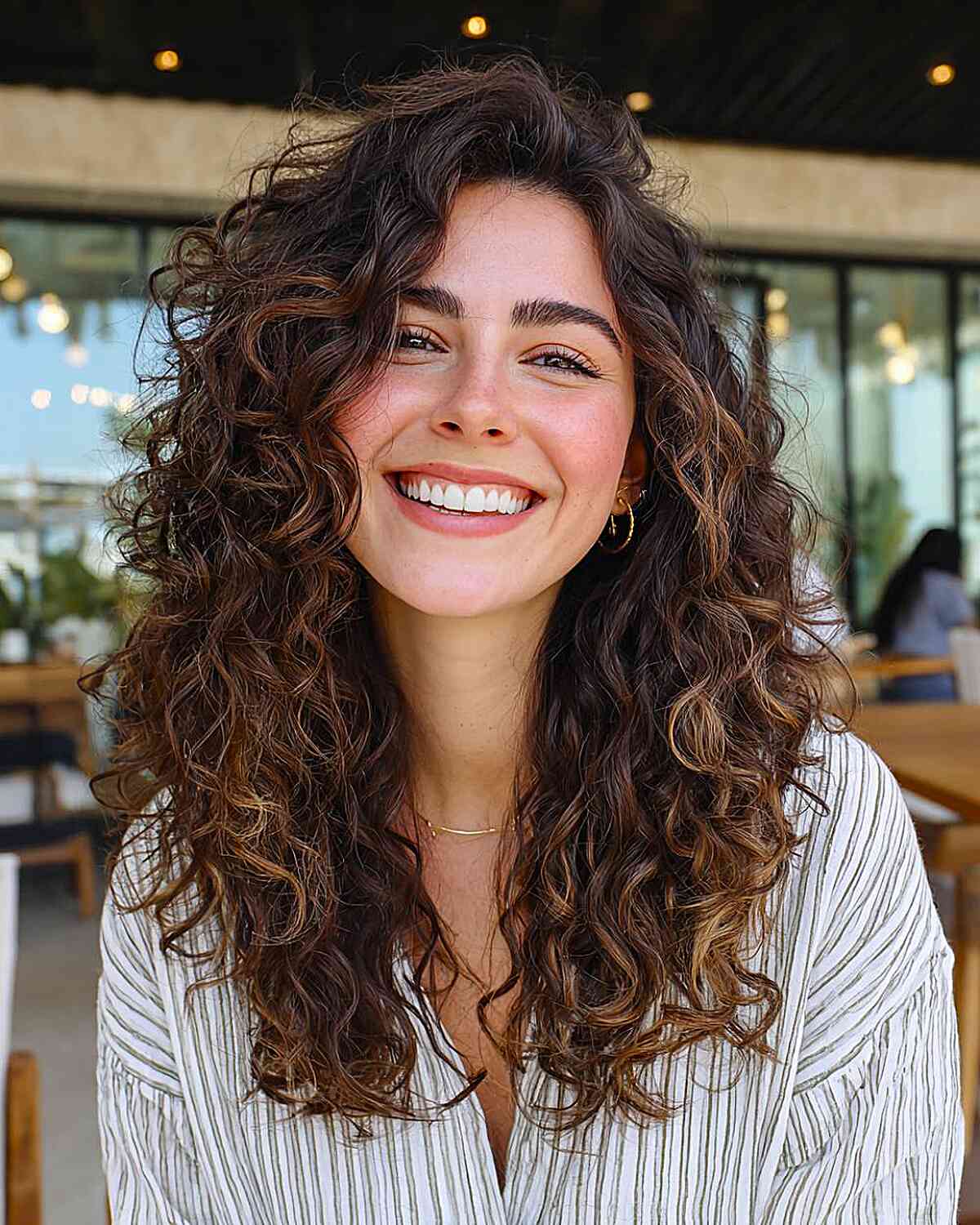 Long Layered Curly Hair with Natural Volume