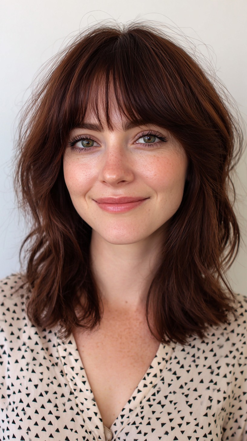 Lush Chestnut Shag with Feathered Fringe