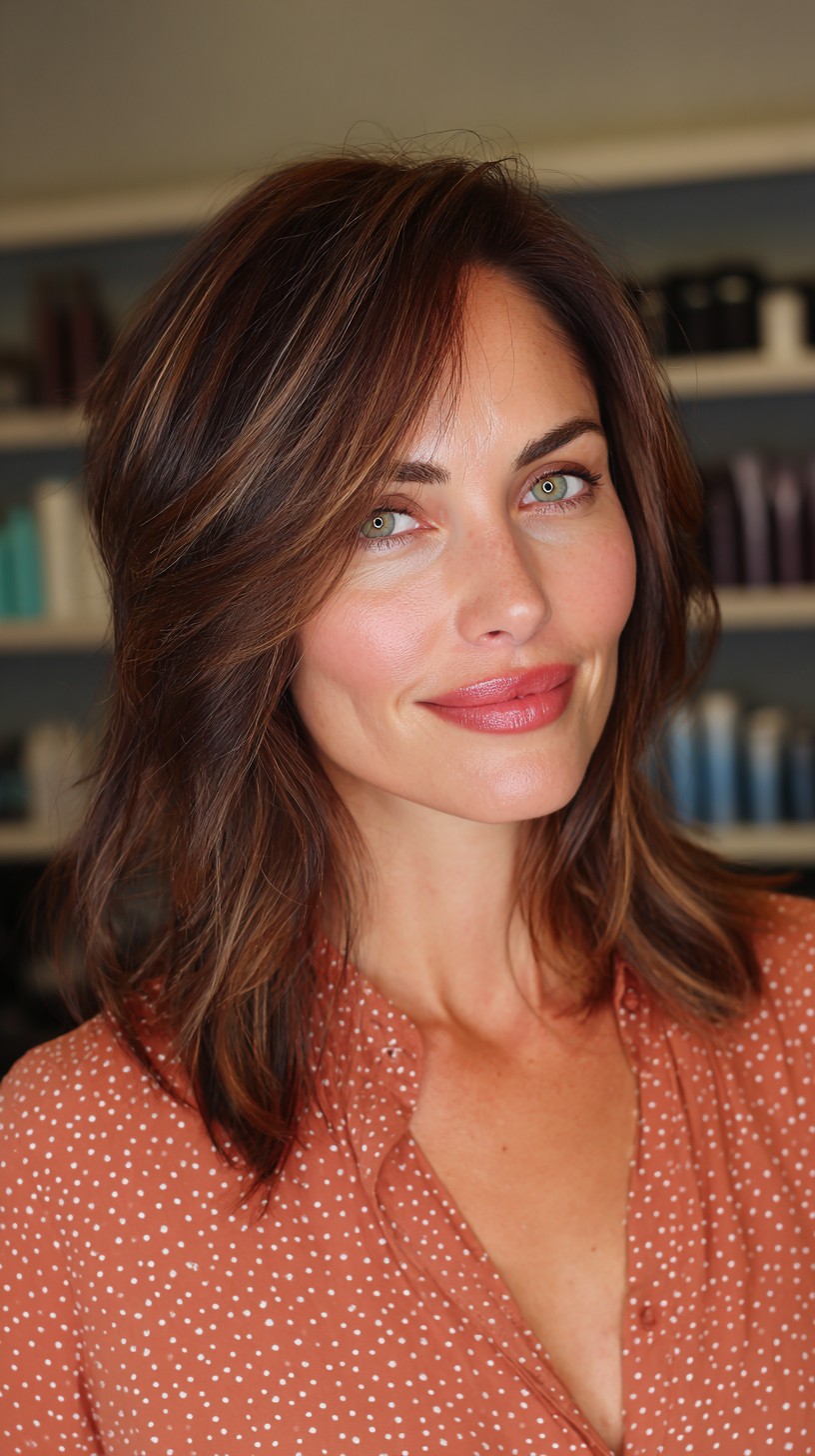 Lustrous Mahogany Bob with Peek-a-Boo Highlights