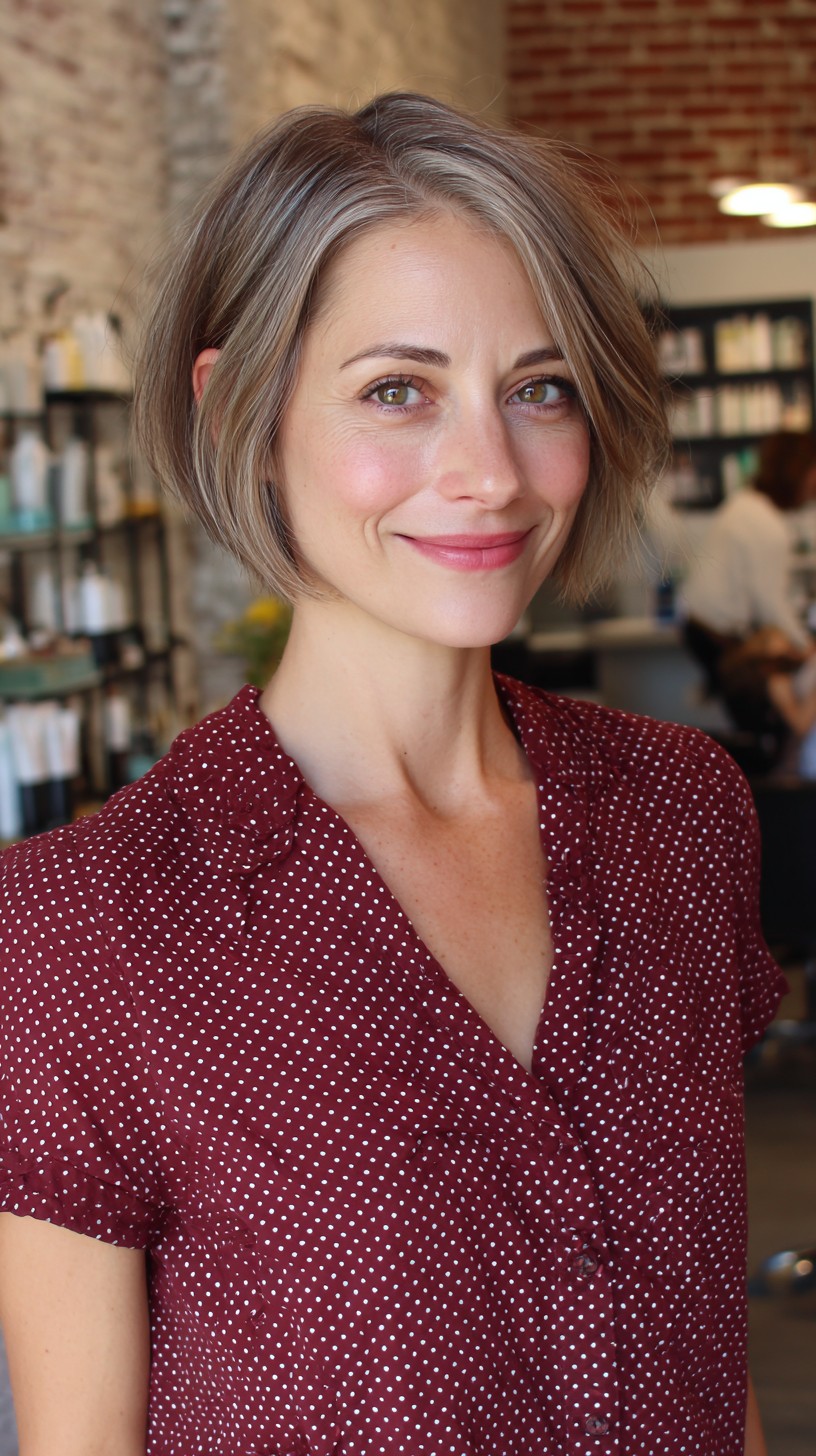 Modern Silver-Gray Bob with Gentle Waves