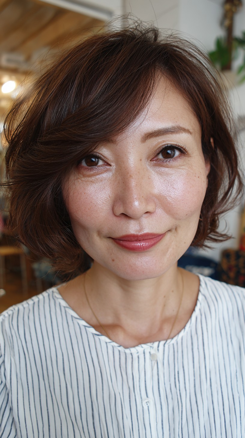 Soft Auburn Bob with Gentle Waves