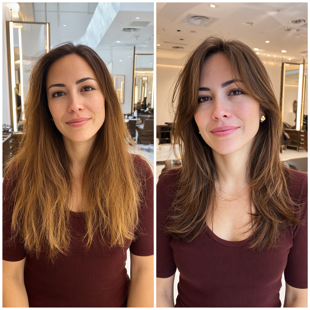 Softly Layered Haircut with Subtle Face-Framing Highlights