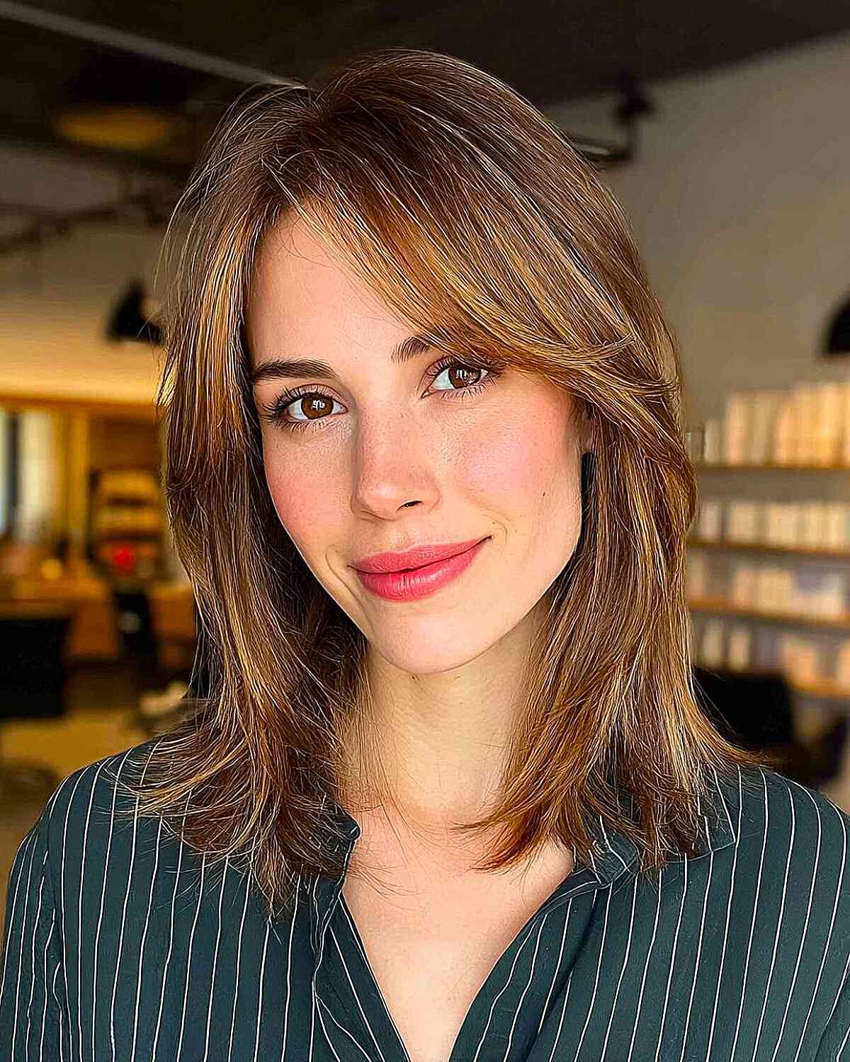 Stylish Long Layers with Side Bangs