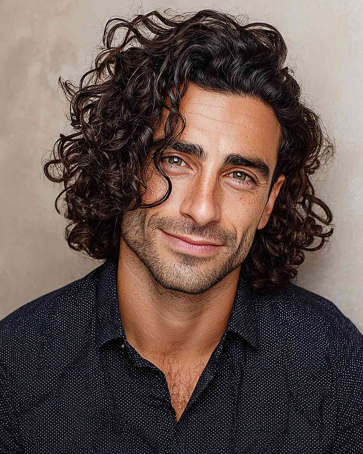 Stylish Medium-Length Curly Hair for Men