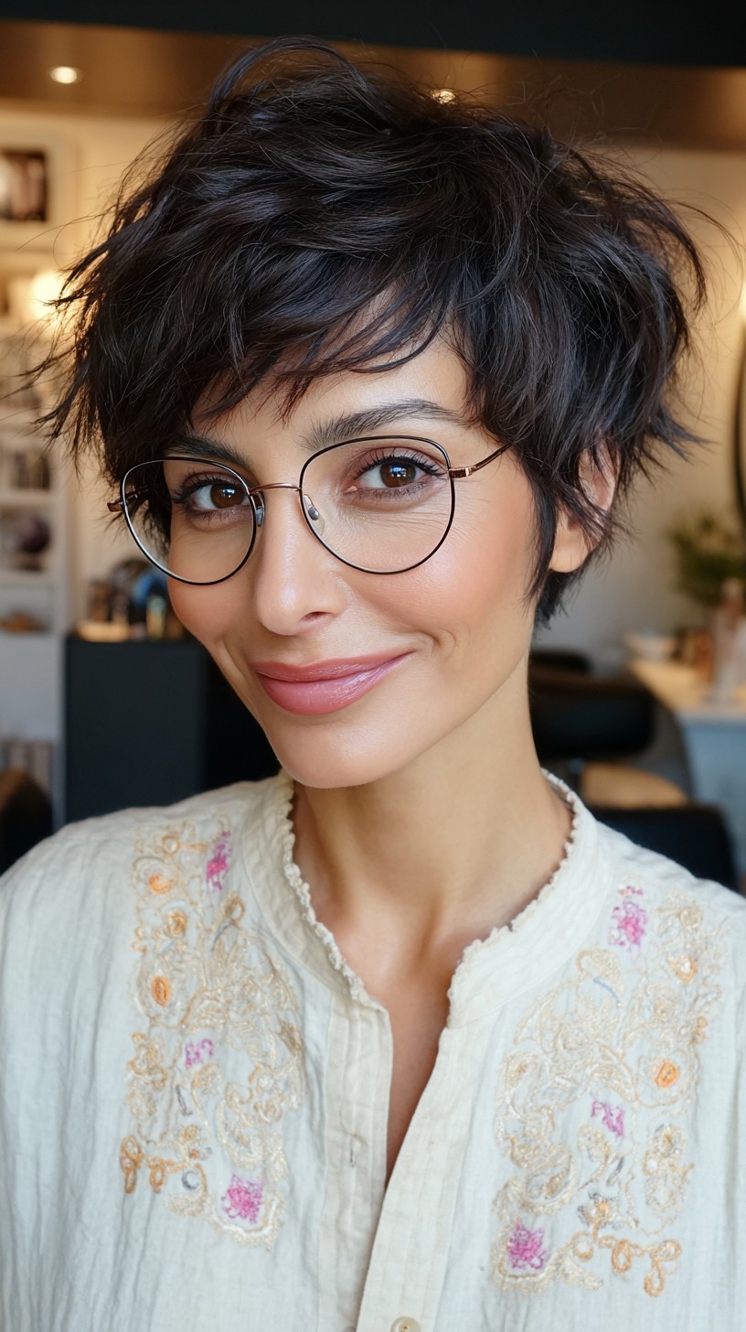 Textured Pixie Cut with Deep Side Part