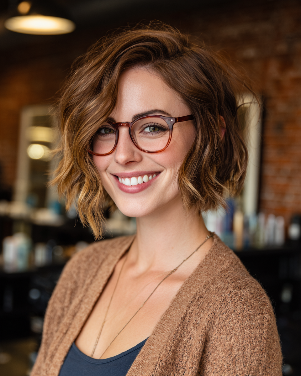 Textured Wavy Bob with Subtle Dimension