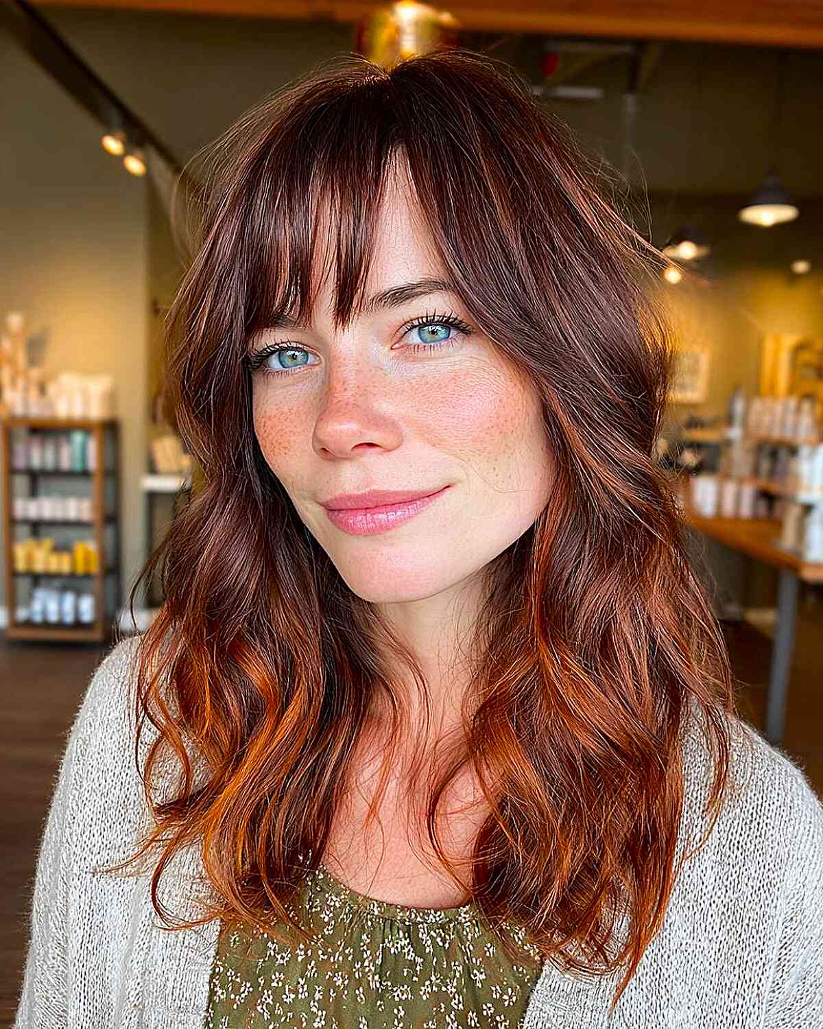 Textured Wavy Hair with Fringe
