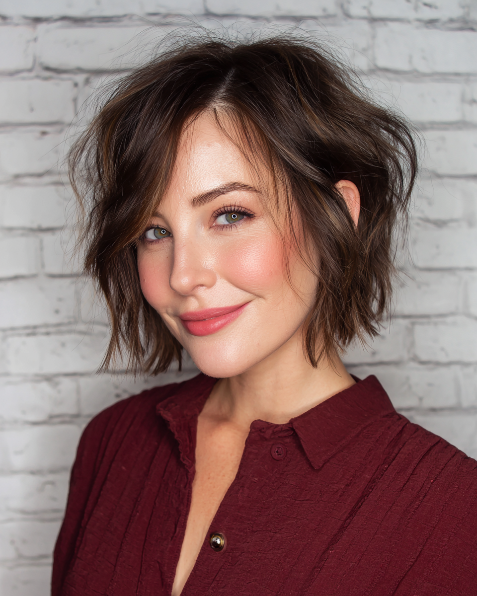 Textured Wavy Lob with Soft Face-Framing Layers