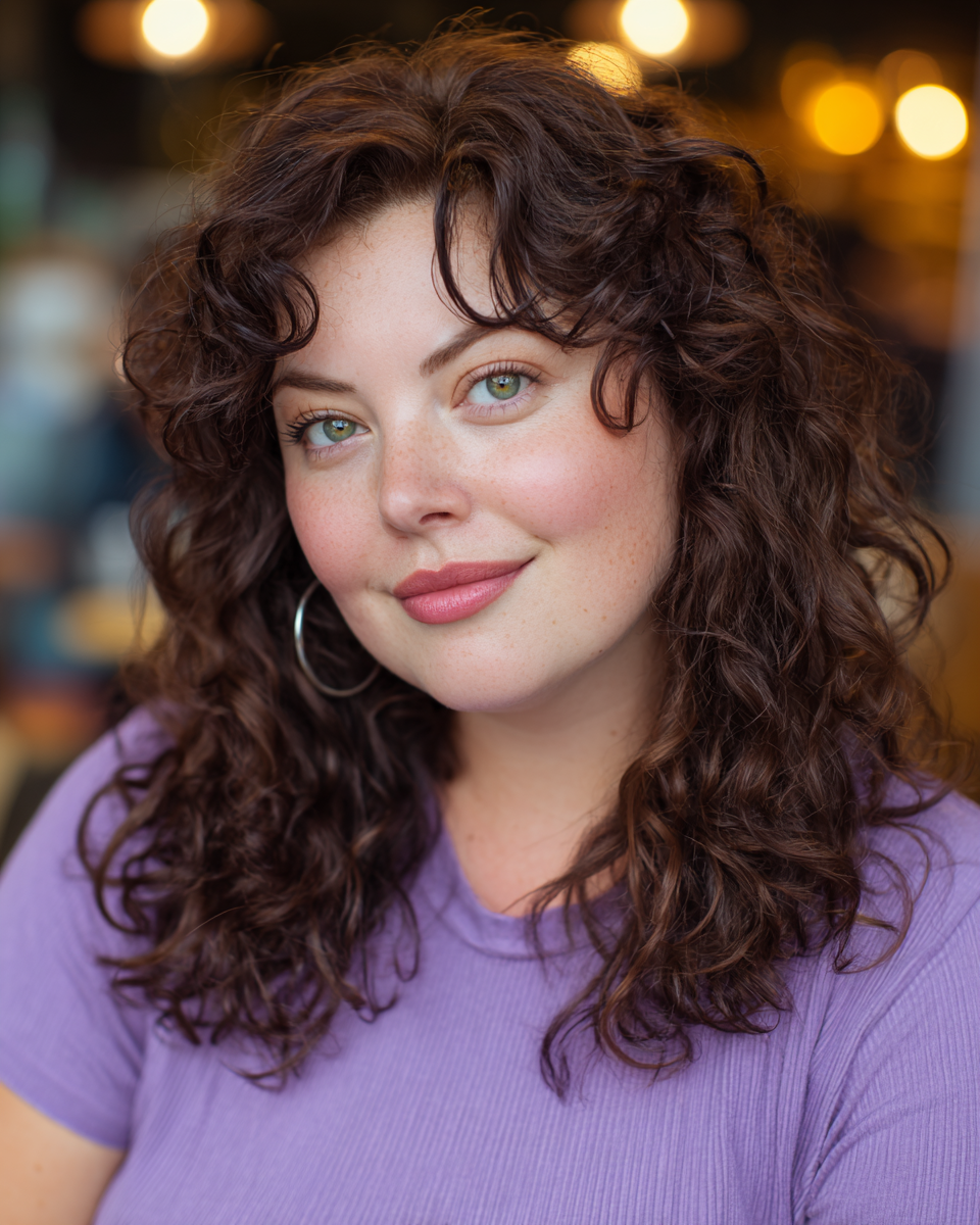 Voluminous Curly Cut with Soft Face-Framing Layers