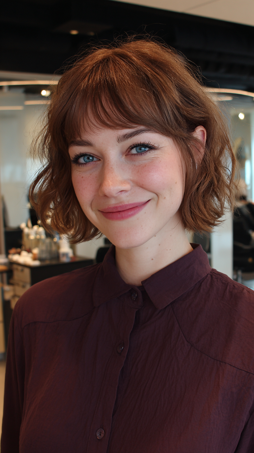 Chic Textured Lob with Soft Bangs