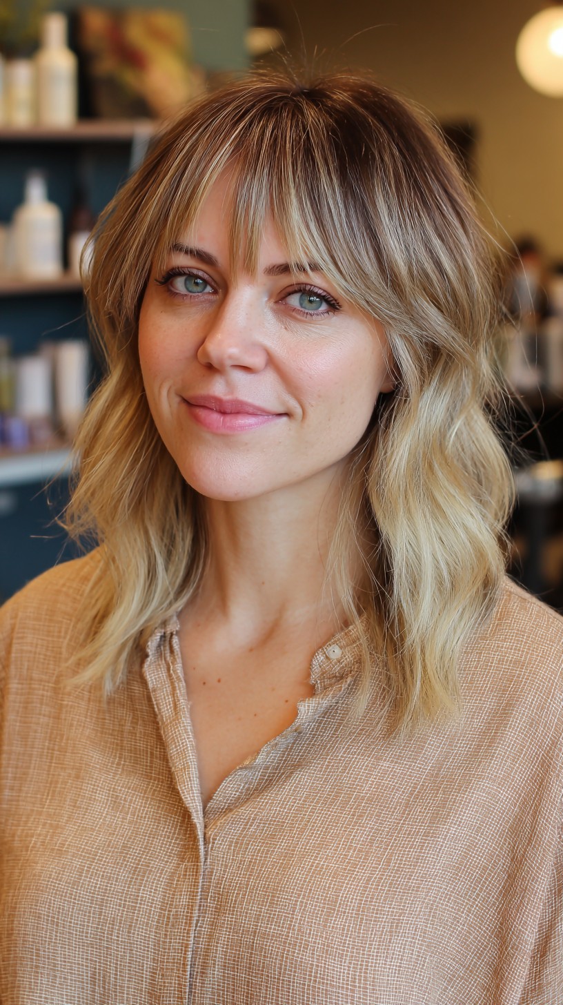 Beachy Blonde Waves with Soft Fringe