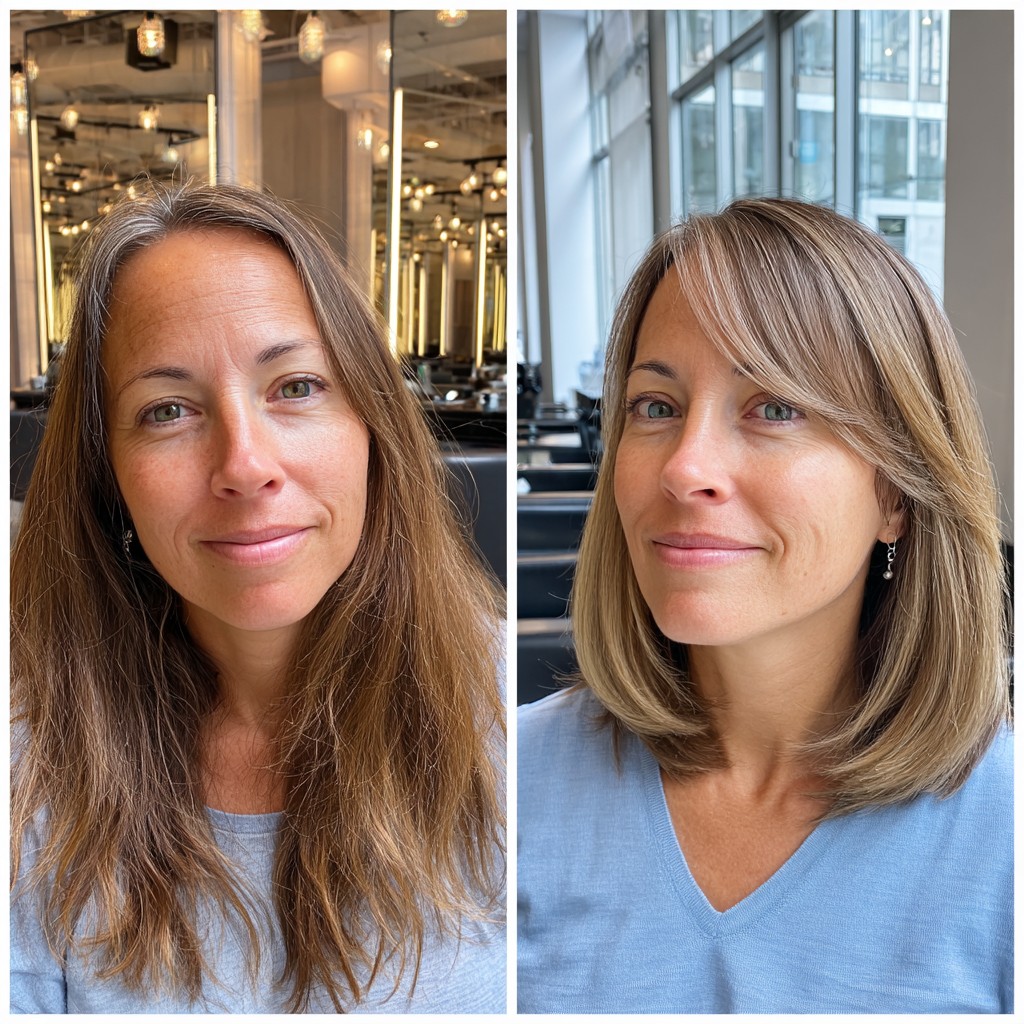 Before-and-After Chic Mid-Length Transformation