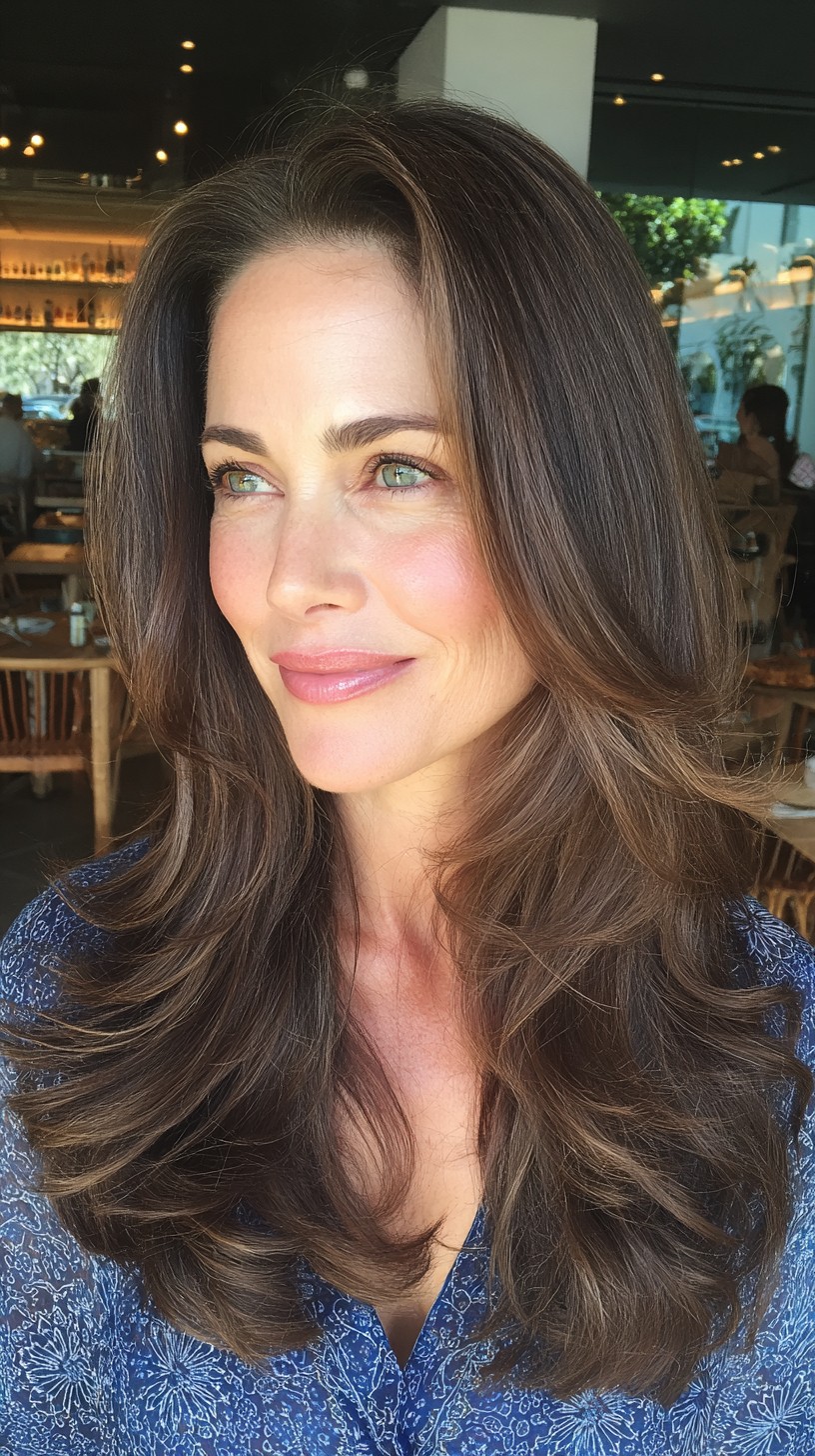 Brunette Cascade with Luminous Multi-Tonal Layers