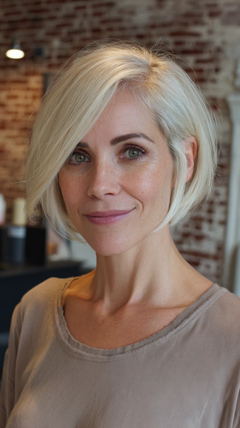 Charming Light Blonde Asymmetrical Bob